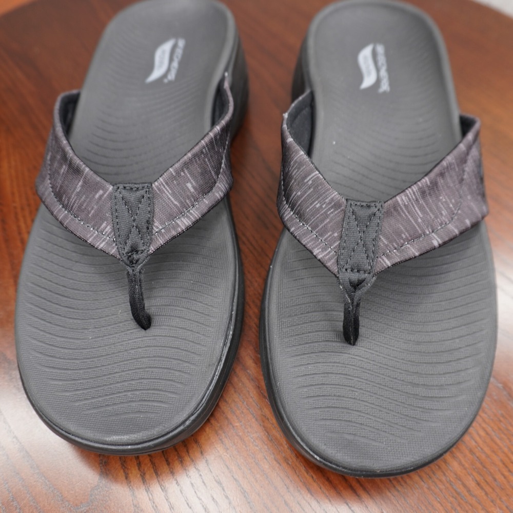 Skechers Sandals Women's Size 10 Black Thong Flip Flop Walking Cushioning 140502 - Picture 15 of 16